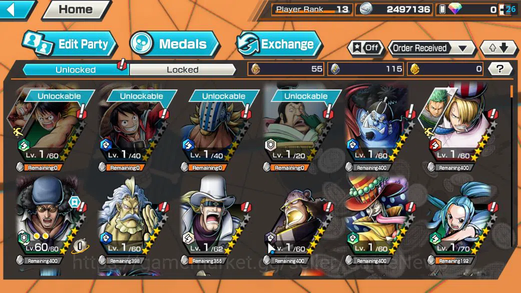 One Piece Bounty Rush Accounts Starter Global|6 EX| Awakened Rob Lucci,Black P Kuzan,Kaido'Son Yamato,WI Trafalgar Law ,FILM 5