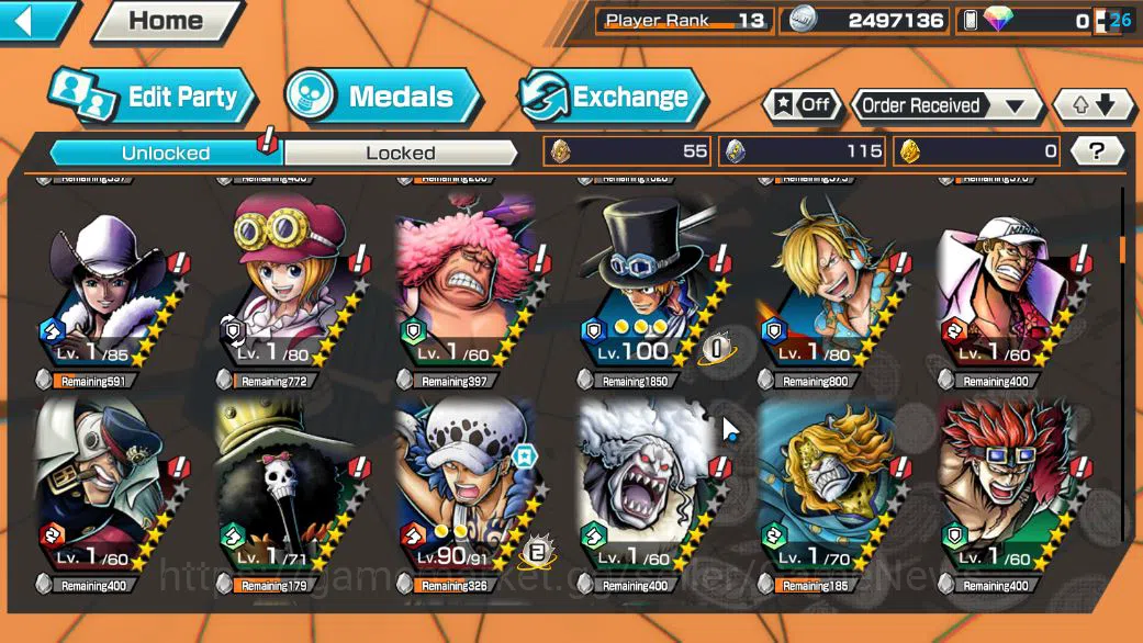 One Piece Bounty Rush Accounts Starter Global|6 EX| Awakened Rob Lucci,Black P Kuzan,Kaido'Son Yamato,WI Trafalgar Law ,FILM 7