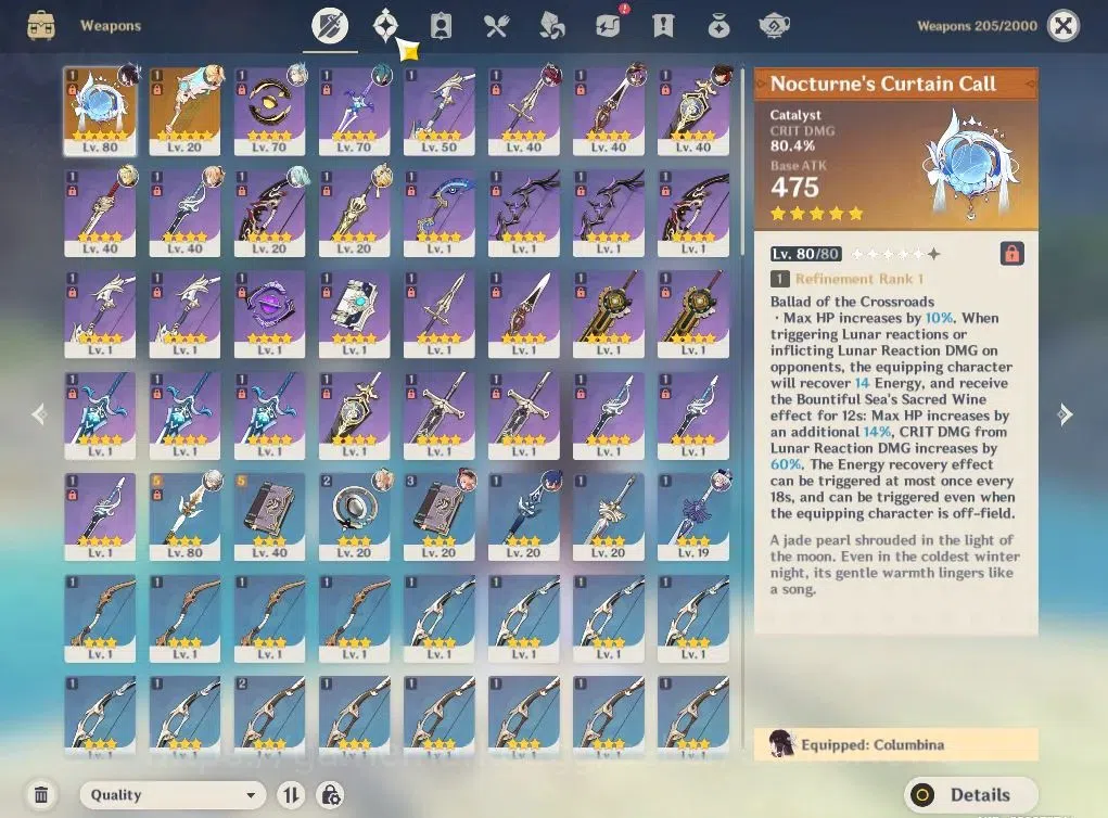 Genshin Impact Accounts ASIA|AR52|5Limited+2(*5Weapon)|Nefer,Columbina+sig image 8