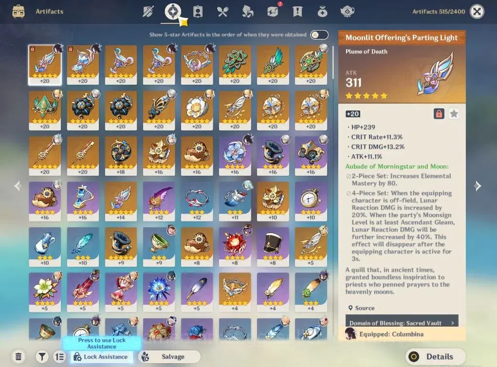 Genshin Impact Accounts ASIA|AR52|5Limited+2(*5Weapon)|Nefer,Columbina+sig image 9