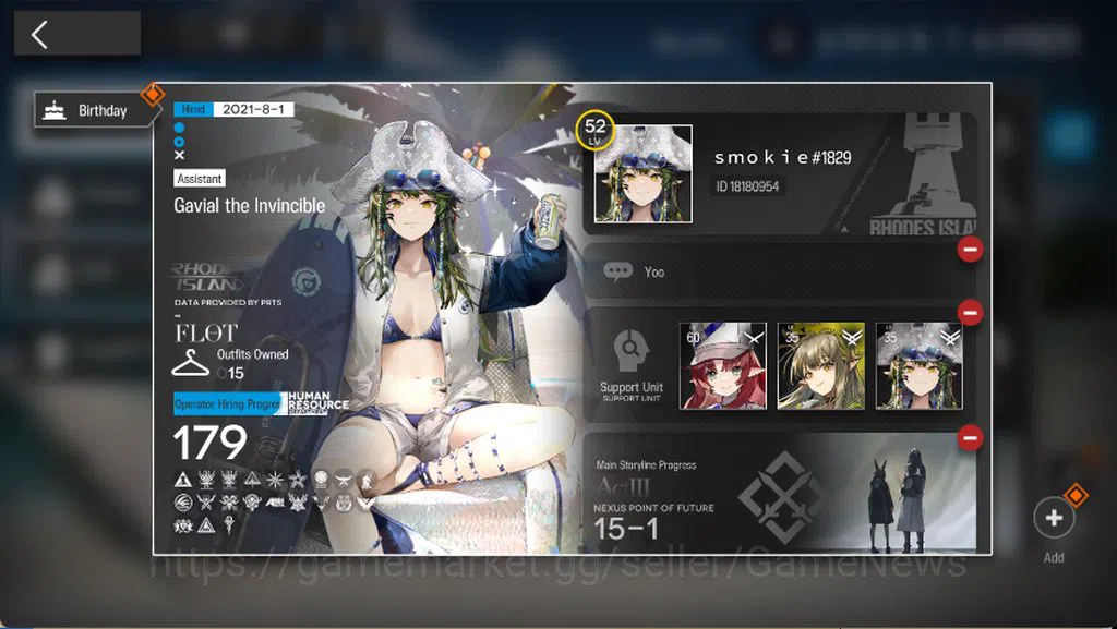 Arknights Accounts Lv52|179 OP 15 Outfits|30 *6Operator|9 Limited (Mu image 1
