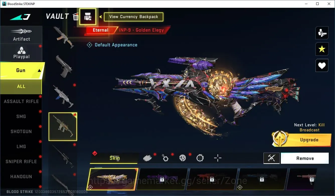 Blood Strike Accounts Collab Skin ASIA|2 ETERNAL: INP-9 Golden Elegy, MP7 Tidesong|1 AOT: M4A1 Battle of Faith|2 ULTRA 1