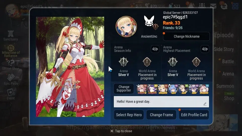 Epic Seven Accounts GLOBAL Unverif|New Era|3 ML(Empyrean Ilynav,TE Kay image 2