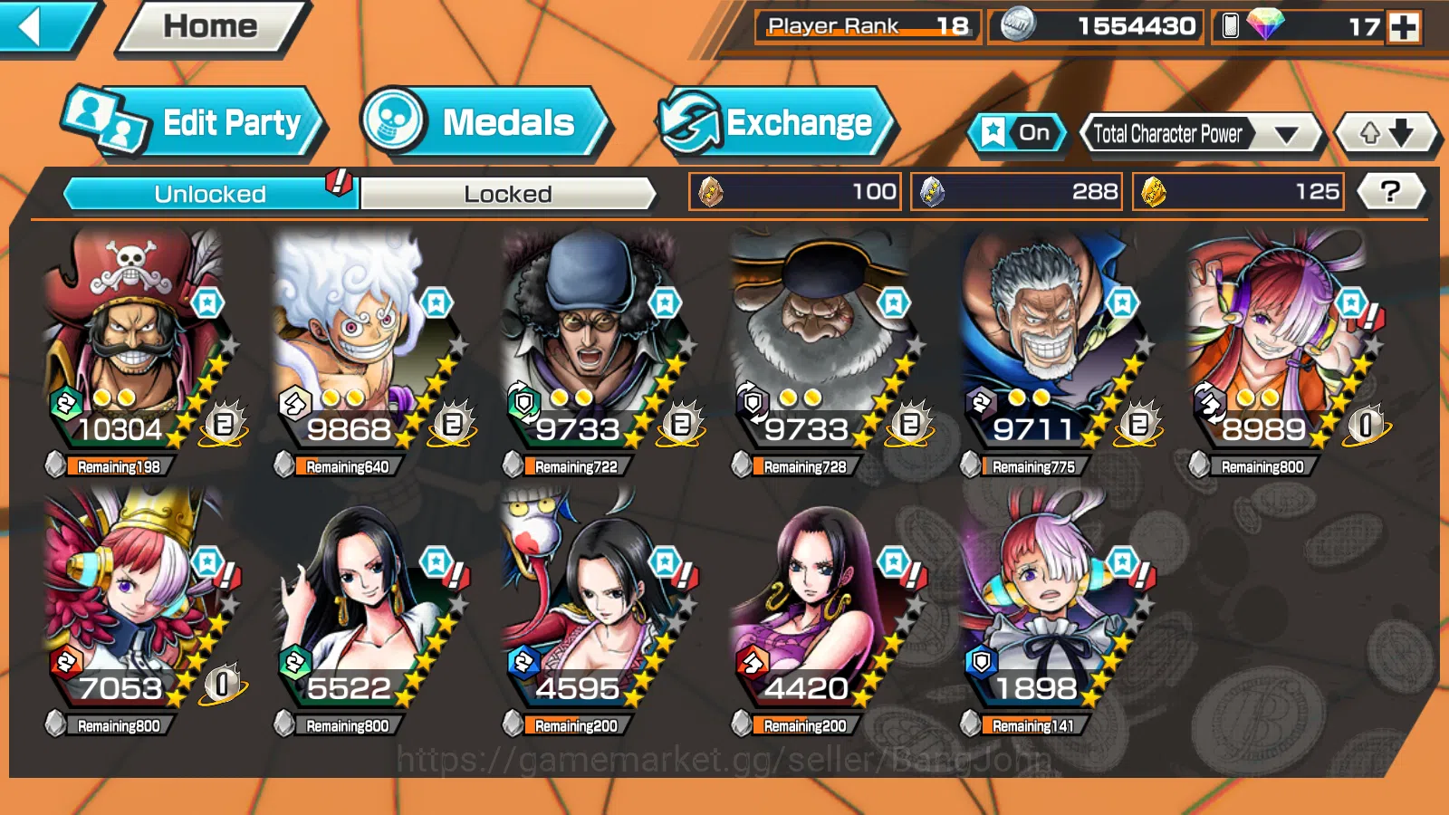 One Piece Bounty Rush Accounts Others Global | 5EX | KOTP Gol D.Roger,4emperor Monkey D.Luffy,BB Kuzan, 5elders Saturn,LH 5