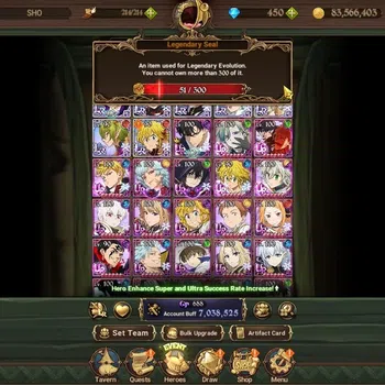 The Seven Deadly Sins: Grand Cross Accounts Endgame ASIA|7M CC|450 DM|6 LR+12 UR+Many