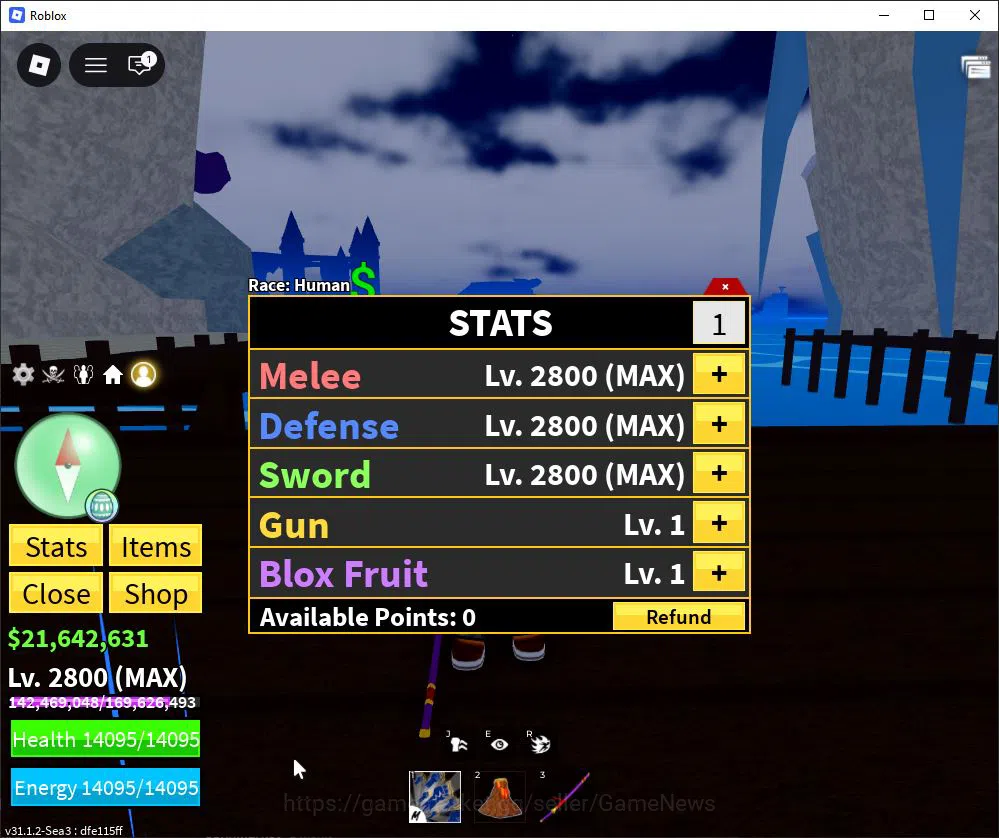 Roblox Accounts Blox Fruit |Lv Max + Magma, GodHuman |21M Beli 42K Frag| 1 Myth Weap 1 Myth Fruit |Human V1|Unverif(RBL949)