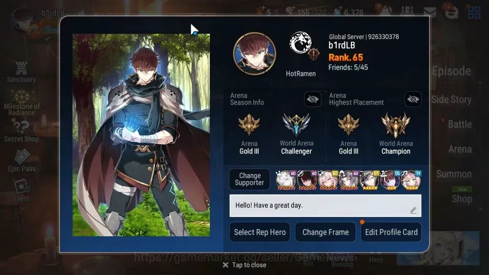 Epic Seven Accounts GLOBAL|UnVerif|15 ML(BArunka,RueleofLight)Setsuka, image 2