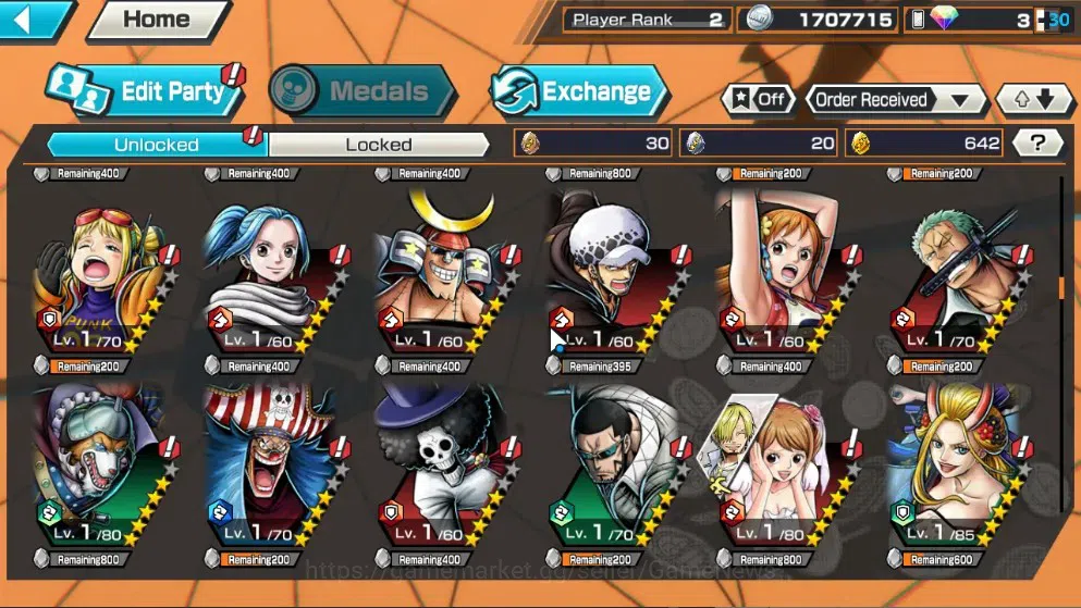 One Piece Bounty Rush Accounts Starter Global| Starter |2 NEW EX (The Wings Zoro & Sanji,Awakened Form Rob Lucci) GF 642 11