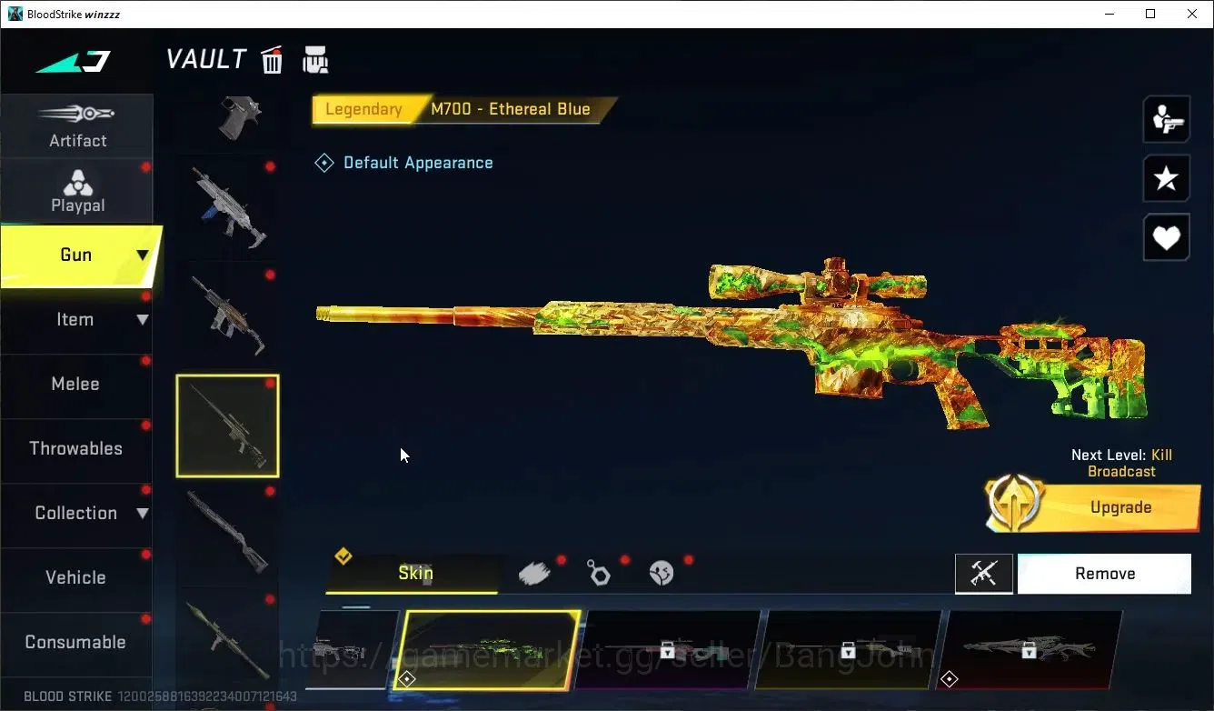 Blood Strike Accounts Collab Skin ASIA |Melee Katana-Ronin|2 Collab: Kar98k,OBZ95 (7DS)|2 Limited|2 Ultra|9 Legendary Gun|2 11