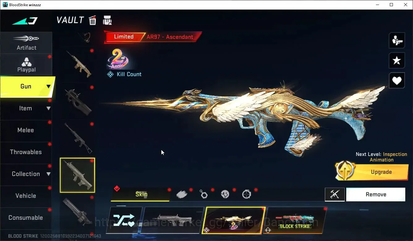 Blood Strike Accounts Collab Skin ASIA |Melee Katana-Ronin|2 Collab: Kar98k,OBZ95 (7DS)|2 Limited|2 Ultra|9 Legendary Gun|2 14