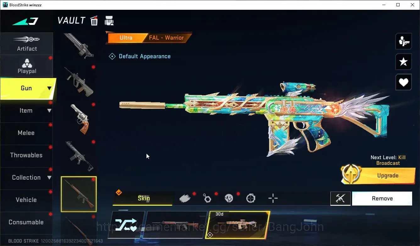 Blood Strike Accounts Collab Skin ASIA |Melee Katana-Ronin|2 Collab: Kar98k,OBZ95 (7DS)|2 Limited|2 Ultra|9 Legendary Gun|2 16