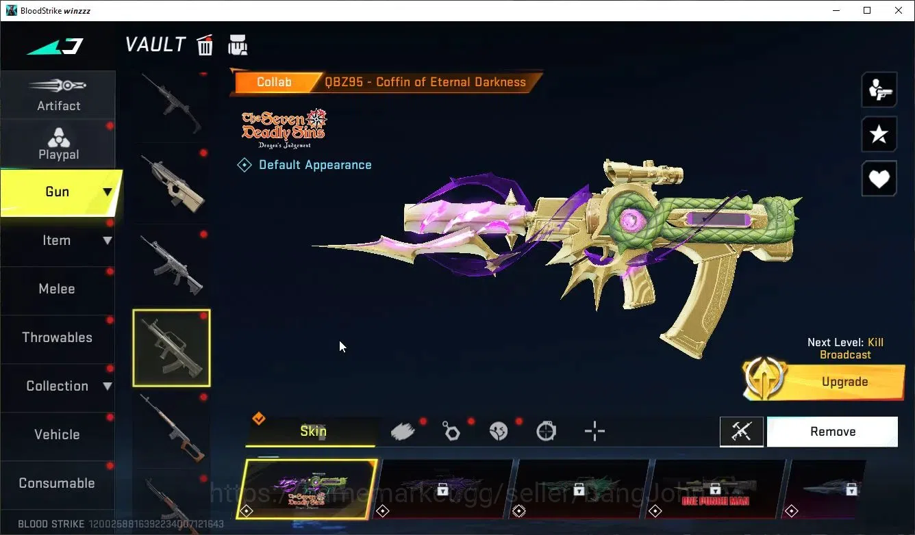 Blood Strike Accounts Collab Skin ASIA |Melee Katana-Ronin|2 Collab: Kar98k,OBZ95 (7DS)|2 Limited|2 Ultra|9 Legendary Gun|2 18