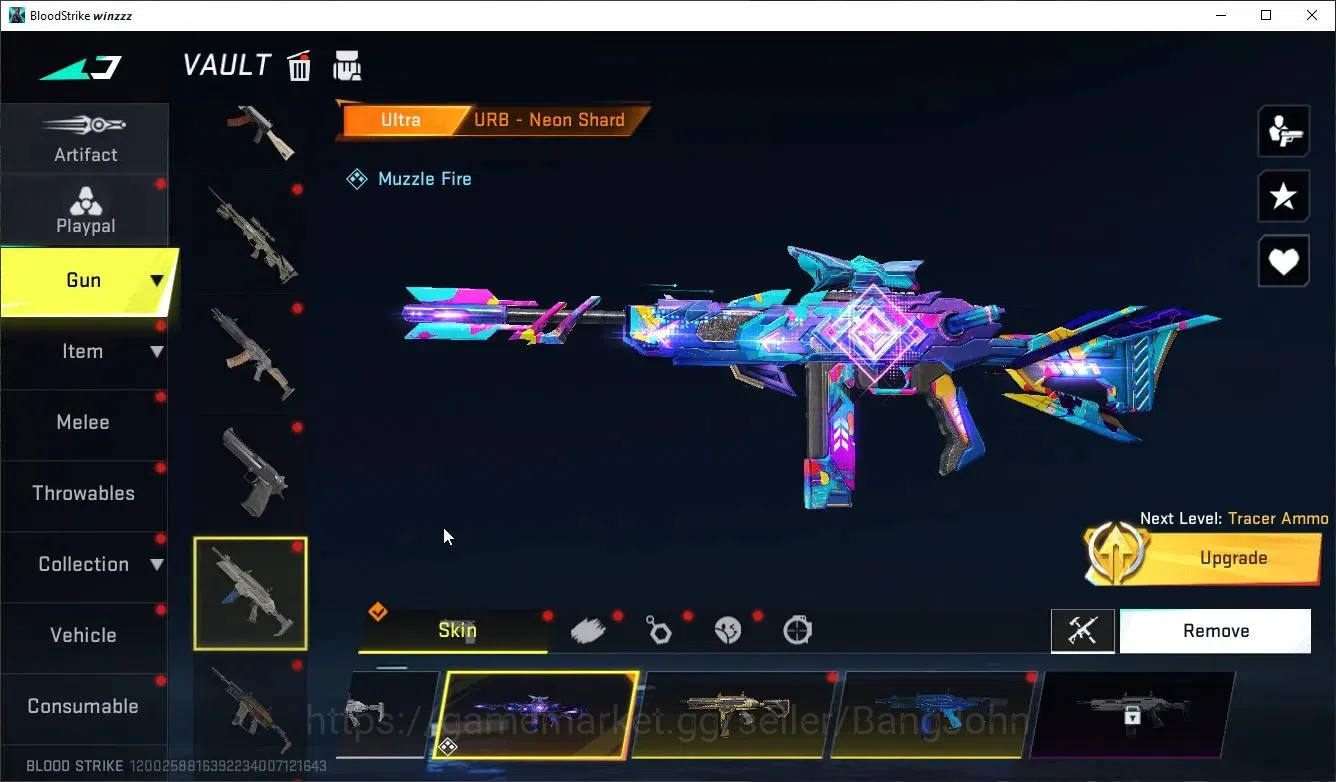 Blood Strike Accounts Collab Skin ASIA |Melee Katana-Ronin|2 Collab: Kar98k,OBZ95 (7DS)|2 Limited|2 Ultra|9 Legendary Gun|2 9