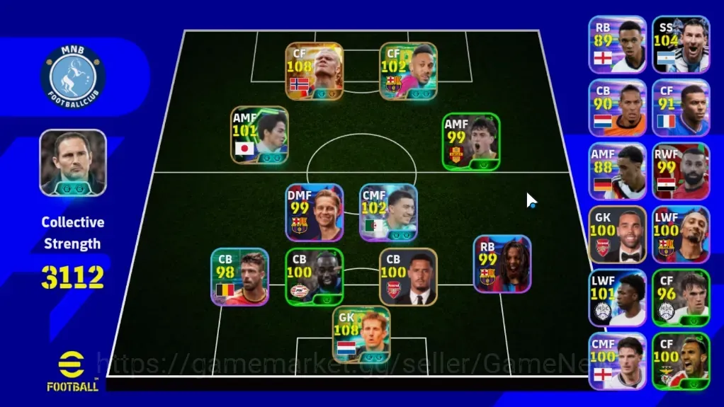 eFootball Accounts High-End Android|Power 3112|Big Time Erling Haaland Jul'26|Epic Edwin van der Sar,Aubameyang,Ono Shinji|3 1
