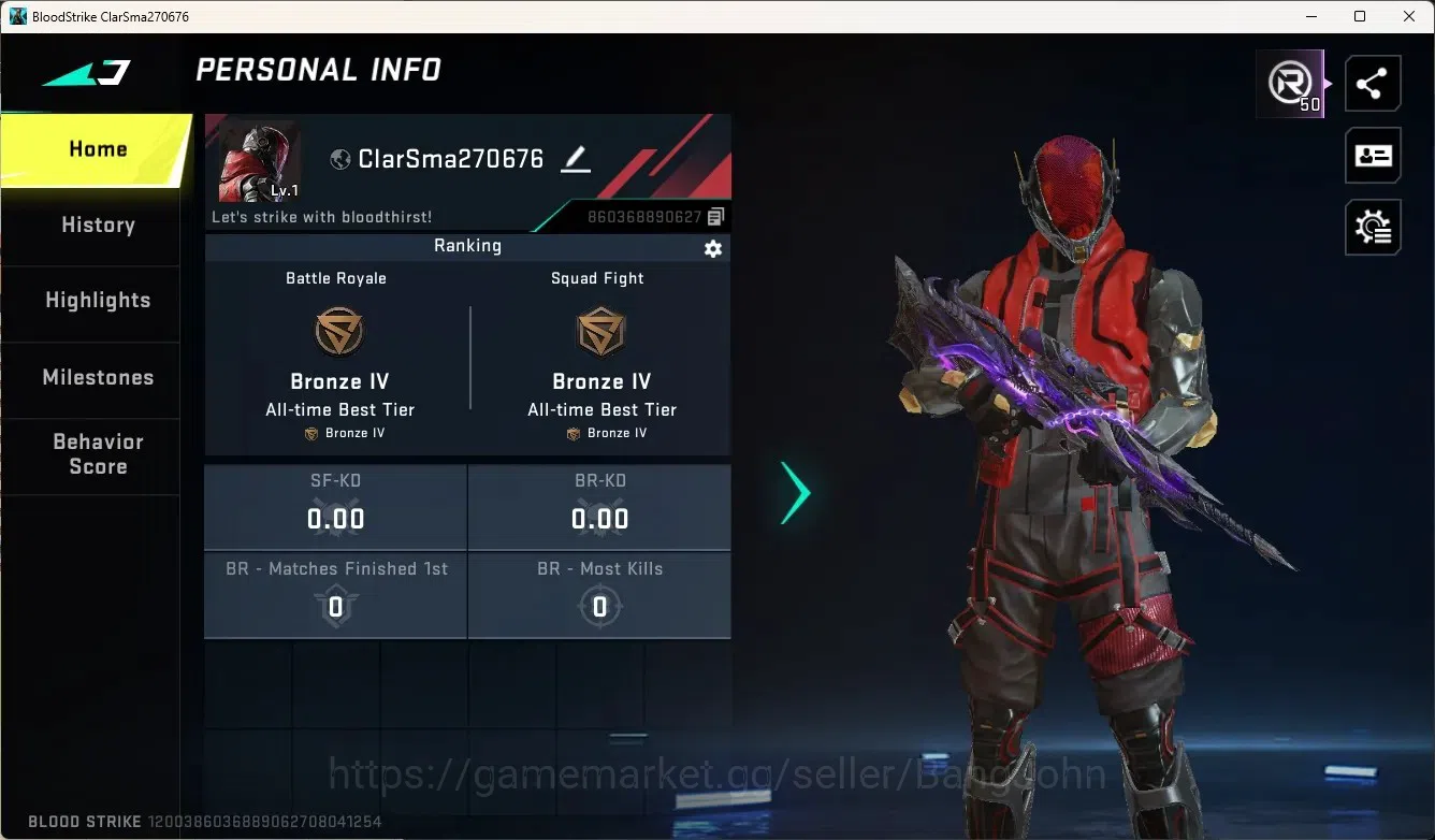 Blood Strike Accounts Others ASIA|1 Eternal Gun: Kala - Whisper|1 Epic Name - Changing Card|Check SS BS2569B 1