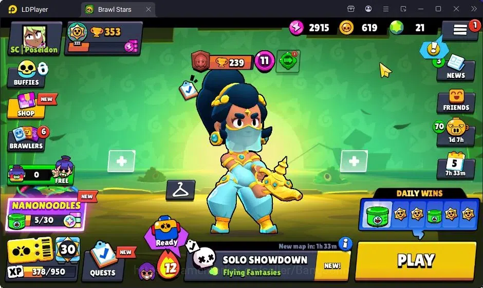 Brawl Stars Accounts Trophy 353 | 3 Max (Shelly,Edgar,Jae Yong-HC) | 9 Brawler | 2443 Bling | 21 Gems | ProtectOff |Check SS 1