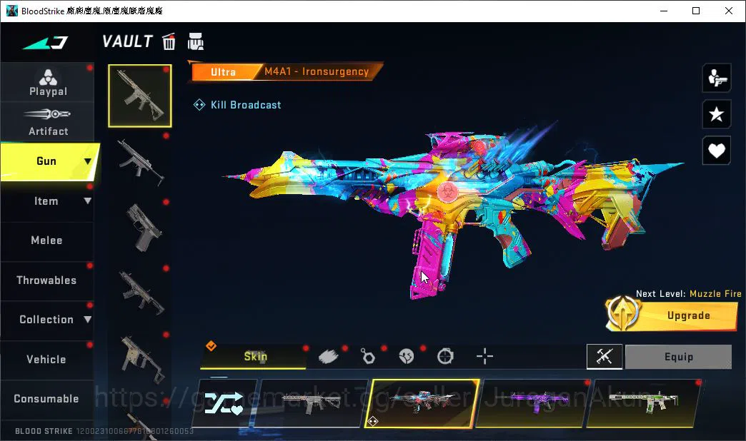 Blood Strike Accounts Mid-Tier ASIA|2 ETERNAL Vector-Shadowdrake Lv3,MP5-Bloodrift Lv3,Collab EVA KATYA,Etc|Melee Katana|11 11