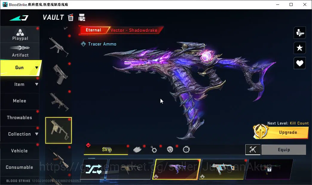 Blood Strike Accounts Mid-Tier ASIA|2 ETERNAL Vector-Shadowdrake Lv3,MP5-Bloodrift Lv3,Collab EVA KATYA,Etc|Melee Katana|11 13