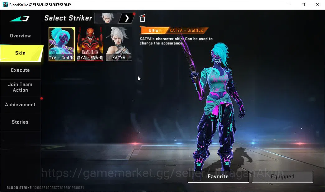 Blood Strike Accounts Mid-Tier ASIA|2 ETERNAL Vector-Shadowdrake Lv3,MP5-Bloodrift Lv3,Collab EVA KATYA,Etc|Melee Katana|11 6