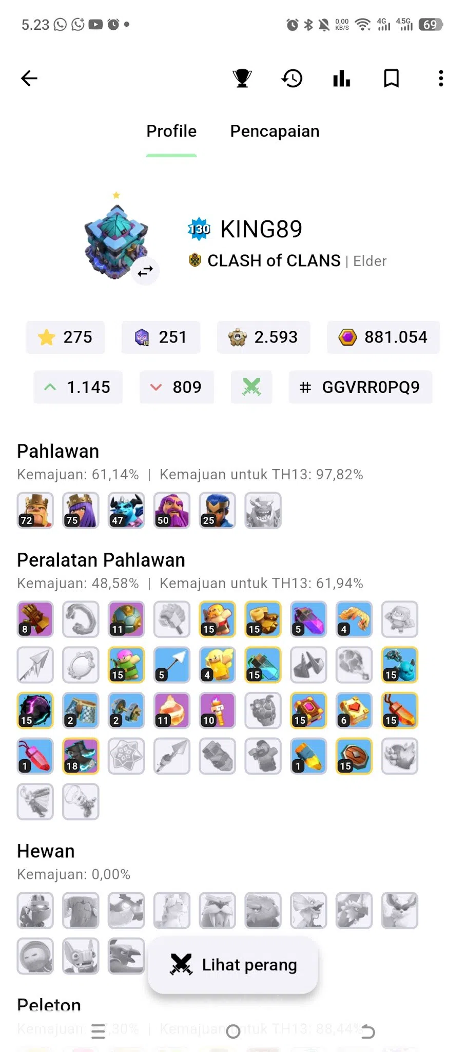 Clash of Clans Accounts TH13 MAX AQ Lvl 75, GW Lvl 50, RC Lvl 25 Heroes, E image 19