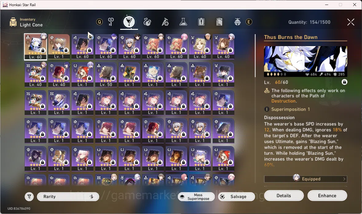 Honkai Star Rail Accounts ASIA | TL 50 | 9 Limit | 1 Golden Ticket Phainon image 3