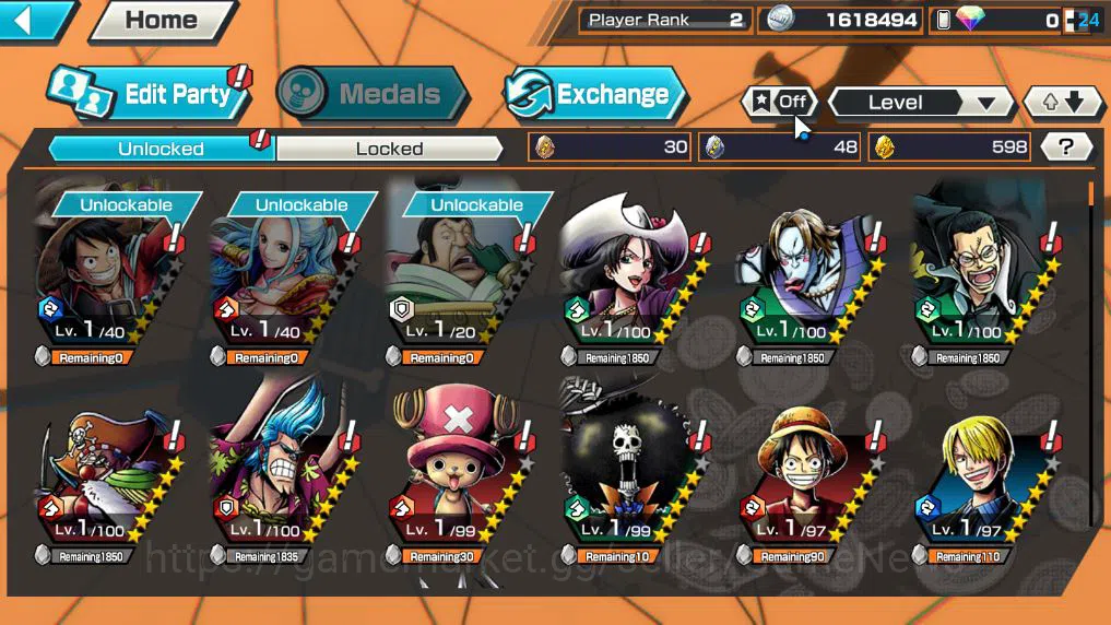 One Piece Bounty Rush Accounts Global|3 EX 5 |Elder St Etehanborn V.Nusjuro,Divin image 4