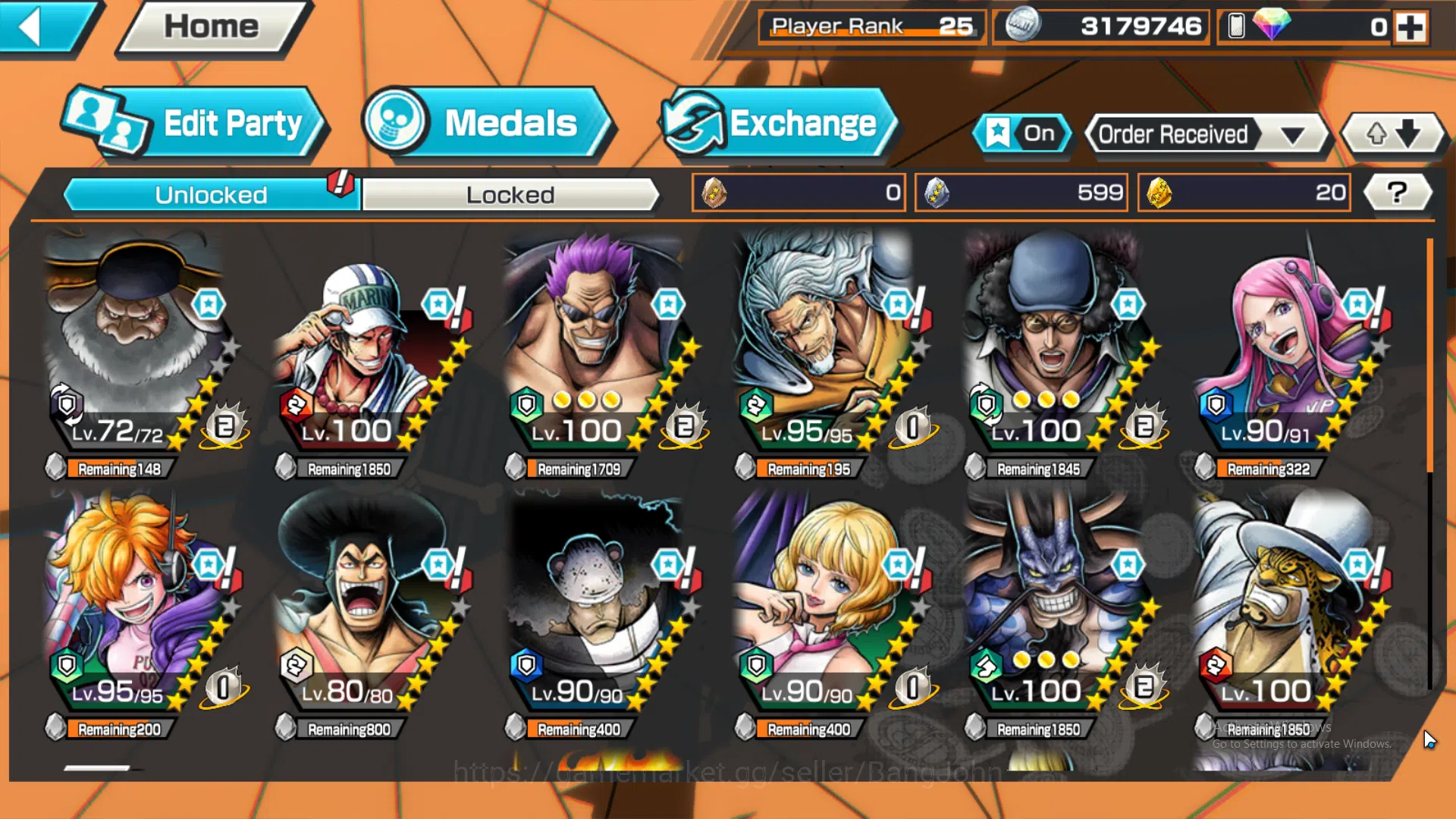 One Piece Bounty Rush Accounts Global | 4 EX | 3 MAX | Rank 25 | Kaido, Zephyr, K image 2