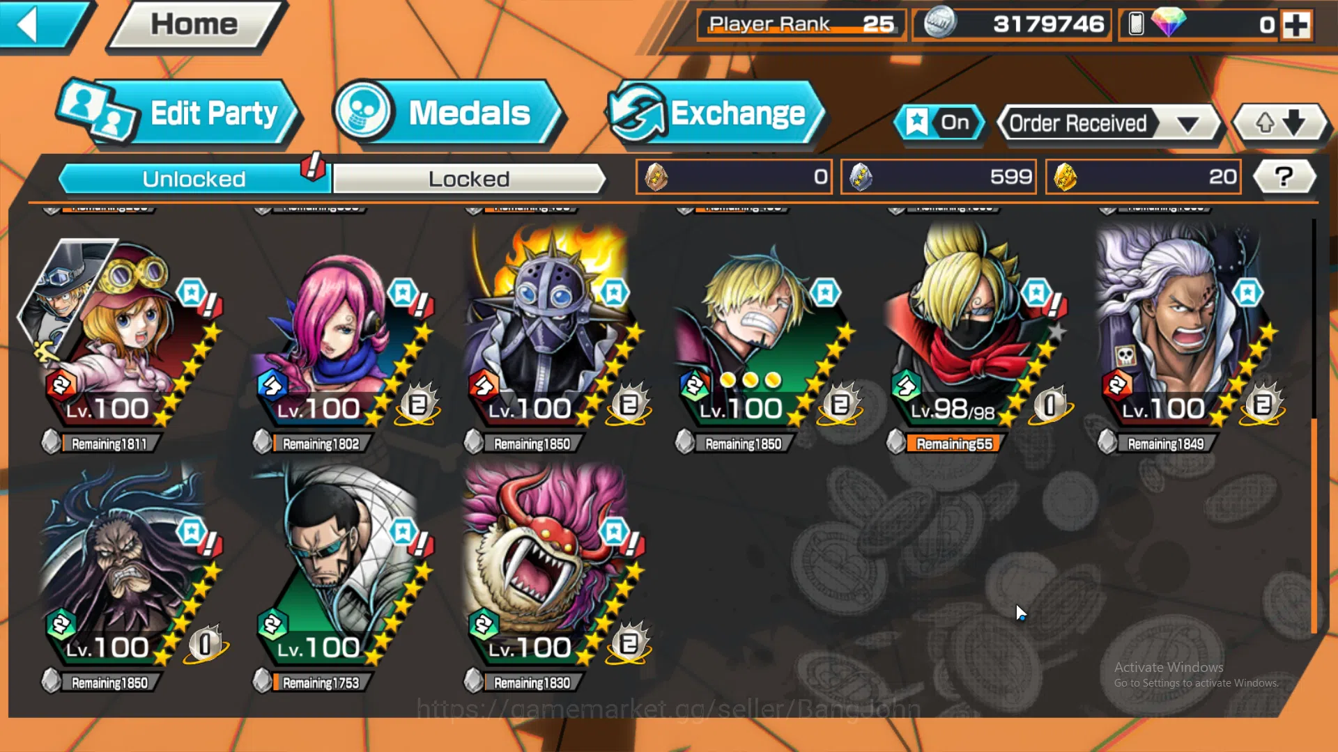 One Piece Bounty Rush Accounts Global | 4 EX | 3 MAX | Rank 25 | Kaido, Zephyr, K image 3