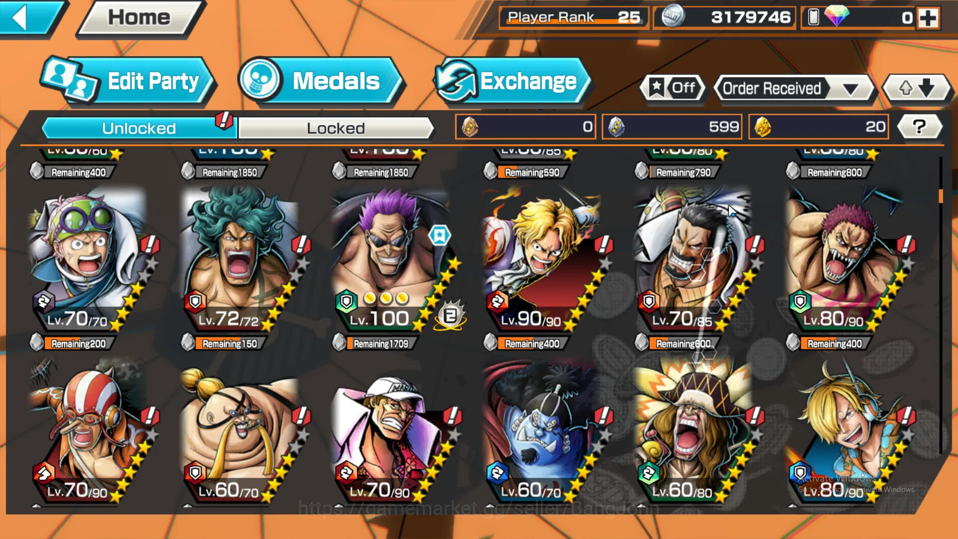 One Piece Bounty Rush Accounts Global | 4 EX | 3 MAX | Rank 25 | Kaido, Zephyr, K image 6