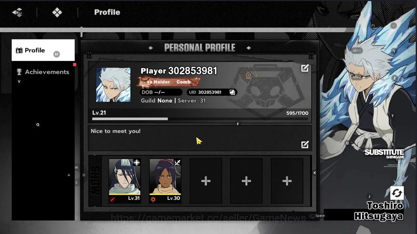 BLEACH: Soul Resonance Accounts Nuverse SEA|LV 21, 3 SSR (Toshiro Hitsugaya+Stamp, image 1