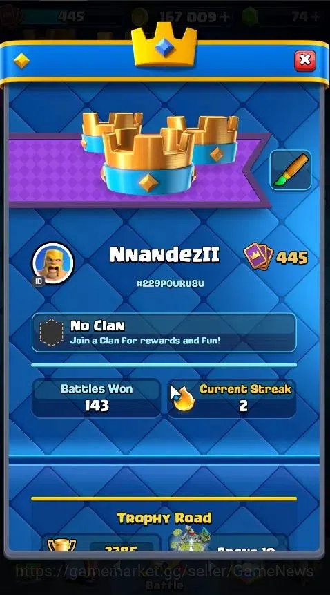 Clash Royale Accounts Lv 445|Trophy 3286|KTL 9|Card 55/121|1 Hero,6 EVO  image 2