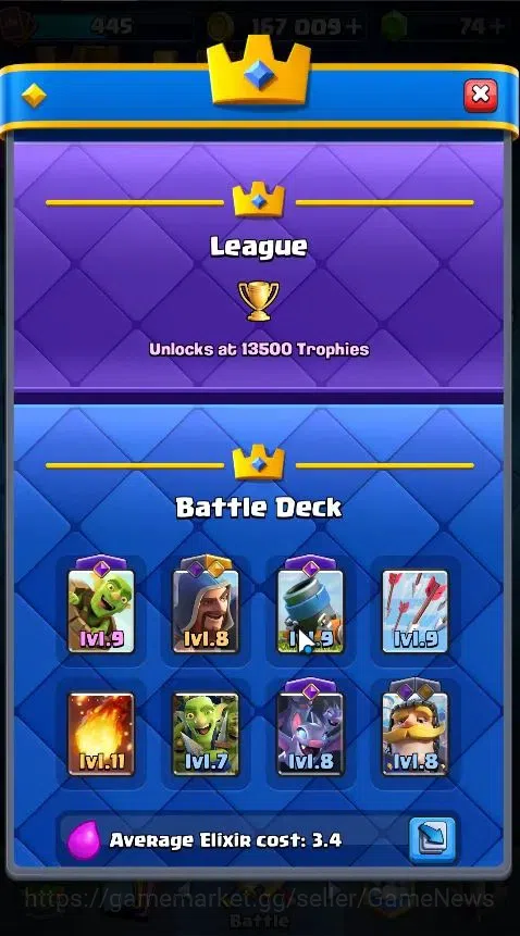 Clash Royale Accounts Lv 445|Trophy 3286|KTL 9|Card 55/121|1 Hero,6 EVO  image 5