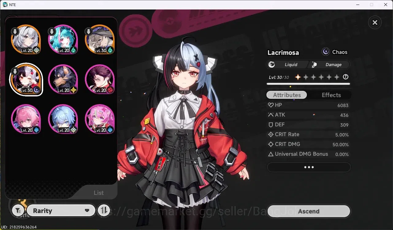 Neverness to Everness Accounts NA | Hunter Lv 10 | 2 S-Class (Lacrimosa, Jiuyuan) image 2