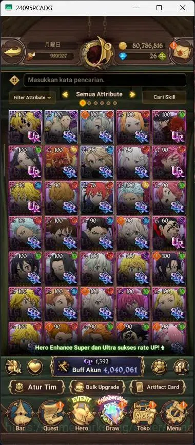 The Seven Deadly Sins: Grand Cross Accounts Endgame ASIA | 4.04M CC |5 LR|6 UR|LR Mesis 1/6|UR Menor 3/6,DKM 1/6|Collab 5