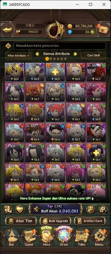 The Seven Deadly Sins: Grand Cross Accounts Endgame ASIA | 4.04M CC |5 LR|6 UR|LR Mesis 1/6|UR Menor 3/6,DKM 1/6|Collab 6