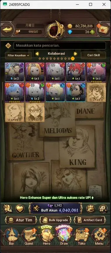 The Seven Deadly Sins: Grand Cross Accounts Endgame ASIA | 4.04M CC |5 LR|6 UR|LR Mesis 1/6|UR Menor 3/6,DKM 1/6|Collab 7