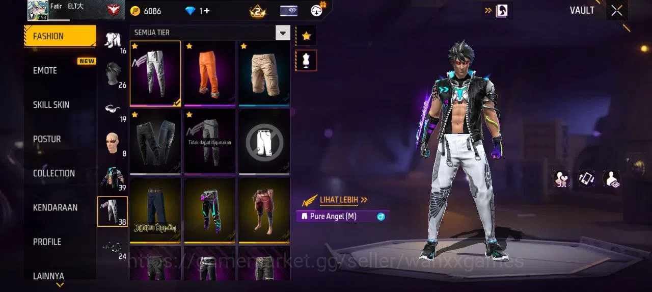 Free Fire Accounts Indonesia | EVOGUN FAMAS LVL 2 SG MAMBAH VAULT 39 EMOTE 15 KATANA LOBY 1 TAS 11 WEAPON 55 | W159 3