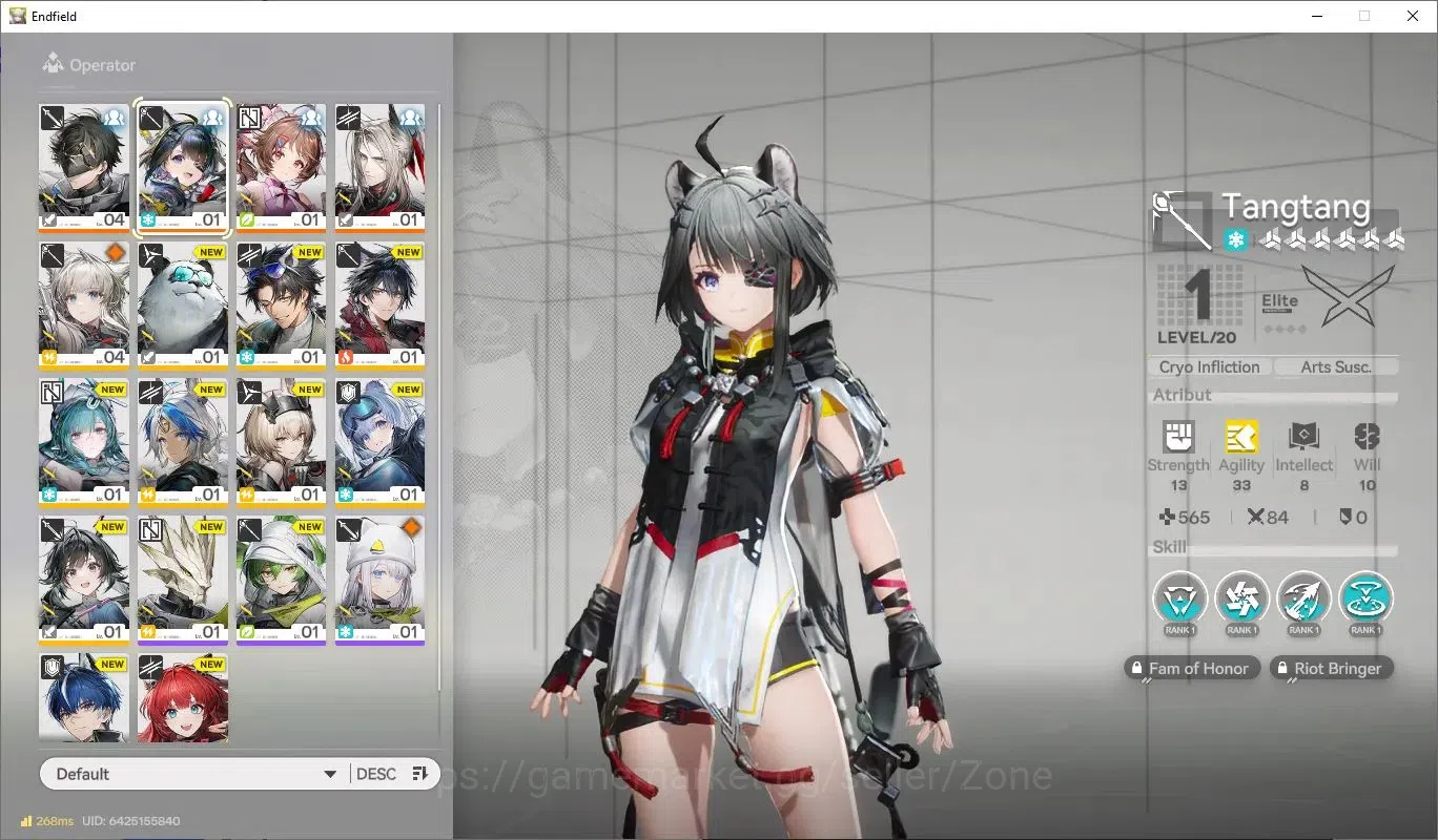 Arknights: Endfield Accounts NA |Starter|Lv 2|1 Limited(Tangtang)+ Ardelina, Pogranichnik|1.8k Oro + 5.8k Arsenal|Check 1