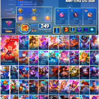 Mobile Legends: Bang Bang Accounts 🔥 #4228 🔥 💎 249 Skins 👑 Badang Pegasus Seiya ⚔️ Renowned Collector V ⭐ Karina Leona