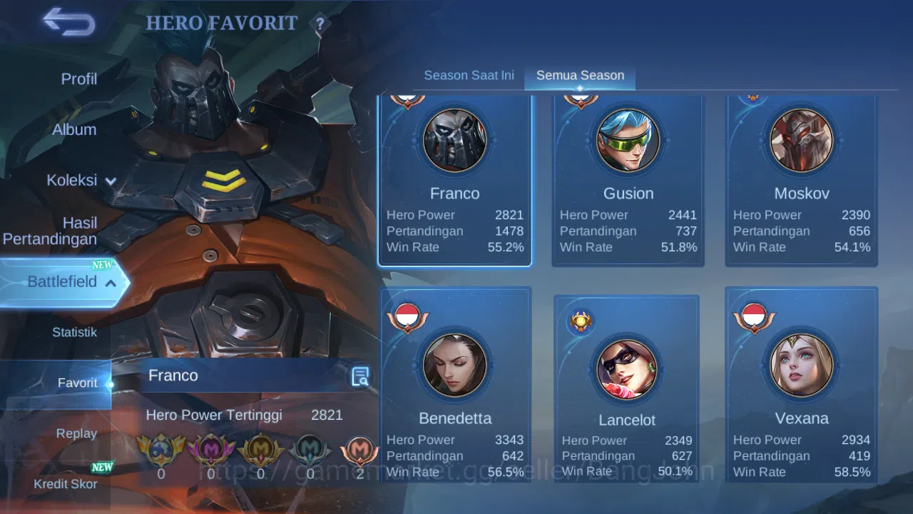 Mobile Legends: Bang Bang Accounts GLOBAL Hero 130 Skin 174 | KOF Karina | CC Nata |  image 3