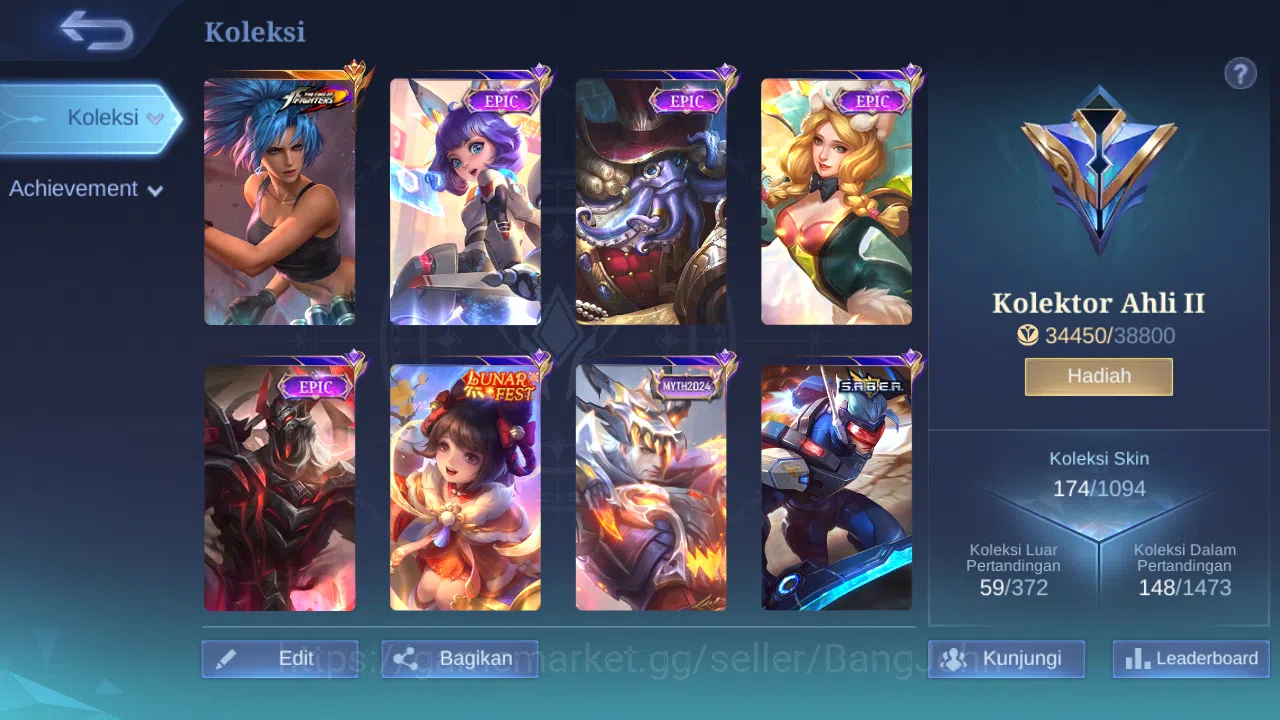 Mobile Legends: Bang Bang Accounts GLOBAL Hero 130 Skin 174 | KOF Karina | CC Nata |  image 7