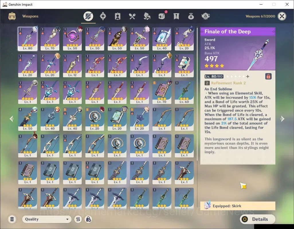 Genshin Impact Accounts ASIA |AR45 |1 Limited [Skirk]+ 3 (*5Char) |21(*4Ch image 5