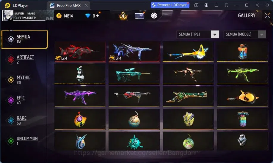 Free Fire Accounts Indonesia | MP40 Chromasonic Lvl 4, SCAR Megalodon image 3