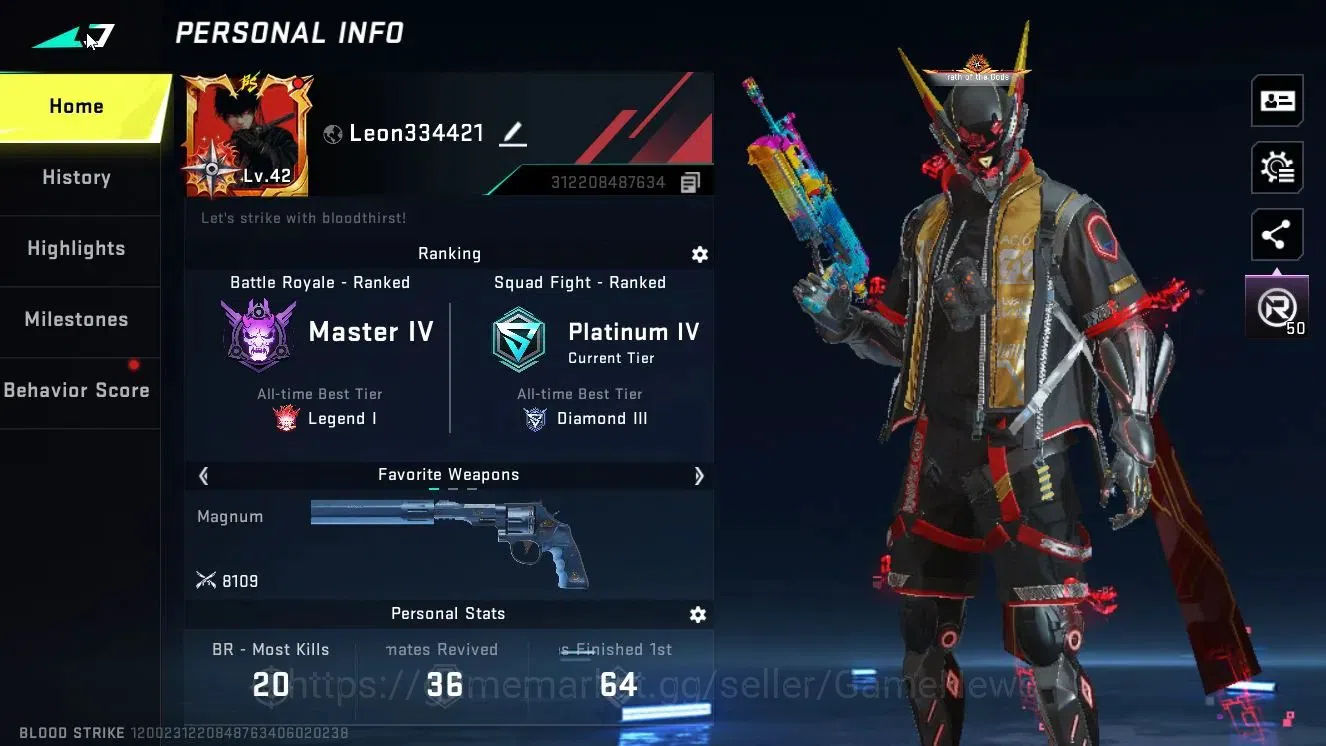 Blood Strike Accounts ASIA|ETERNAL DEagle-Scorpius|Collab 7DS[Kar98k,QBZ image 2