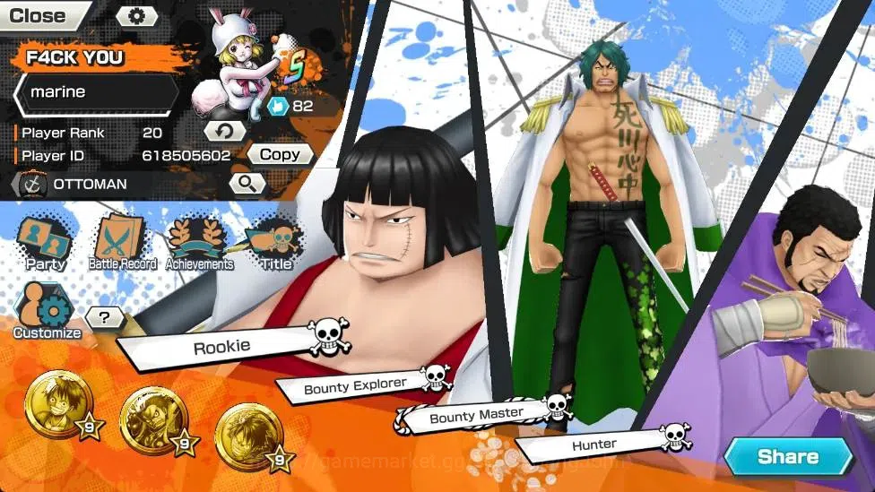 One Piece Bounty Rush Accounts Global|EX 4|PR 20|Gol D. Roger Lv.1/60,Monkey D.Ga image 9