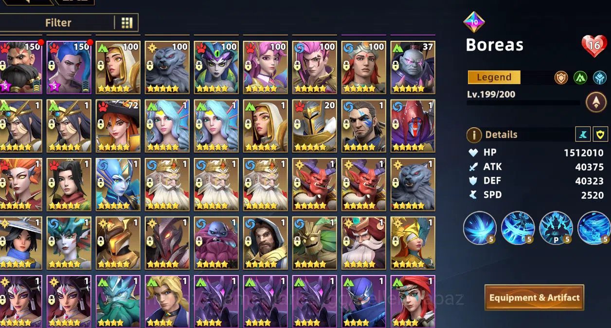 Infinite Magicraid Accounts S190 ★★★ NIKILITH E3 ★ MONTDAN E5 ★ ★ BOREAS E3 3