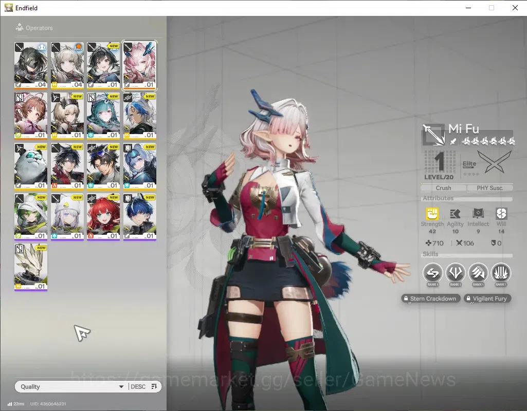 Arknights: Endfield Accounts ASIA | Starter with Selector OP | Mi Fu+Sign | Lv. image 2