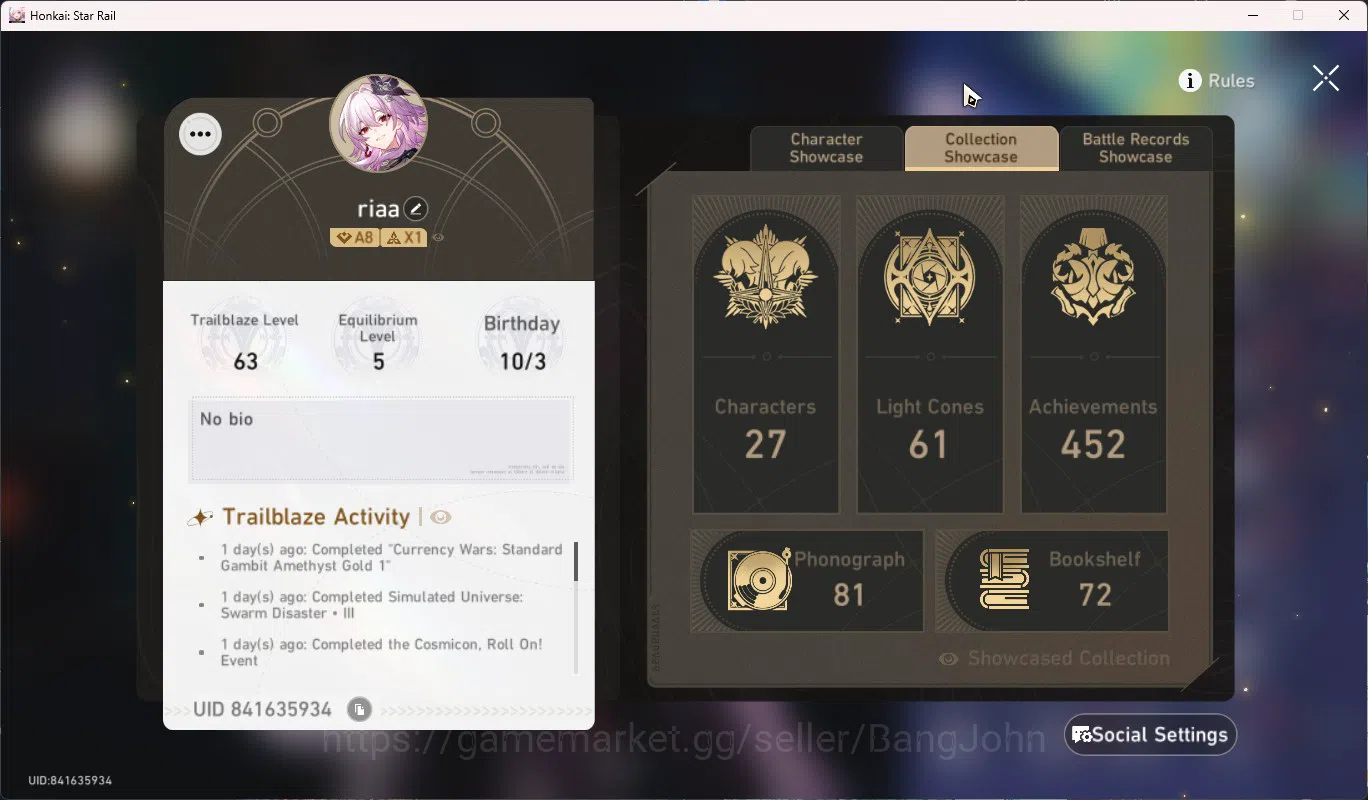 Honkai Star Rail Accounts ASIA TL63|Cyrene E2+Sign|Evernight+Sign|Phainon|Da image 20