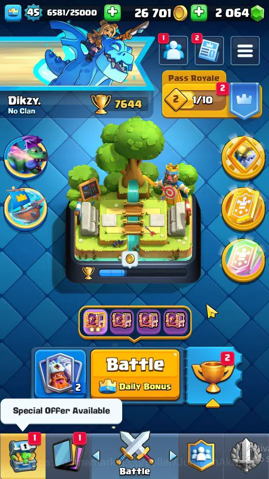 Lvl 45|Trophy 7644|KTL 14|Limited Skin|Card 119| 1 Hero 11 EVO 6 Champ 21 Legendary 33 Epic,30 Rare,29 Common|Take Email(CR1215) Clash Royale Midgame Lvl 45|Trophy 7644|KTL 14|Limited Skin|Card 119| 1 image 1