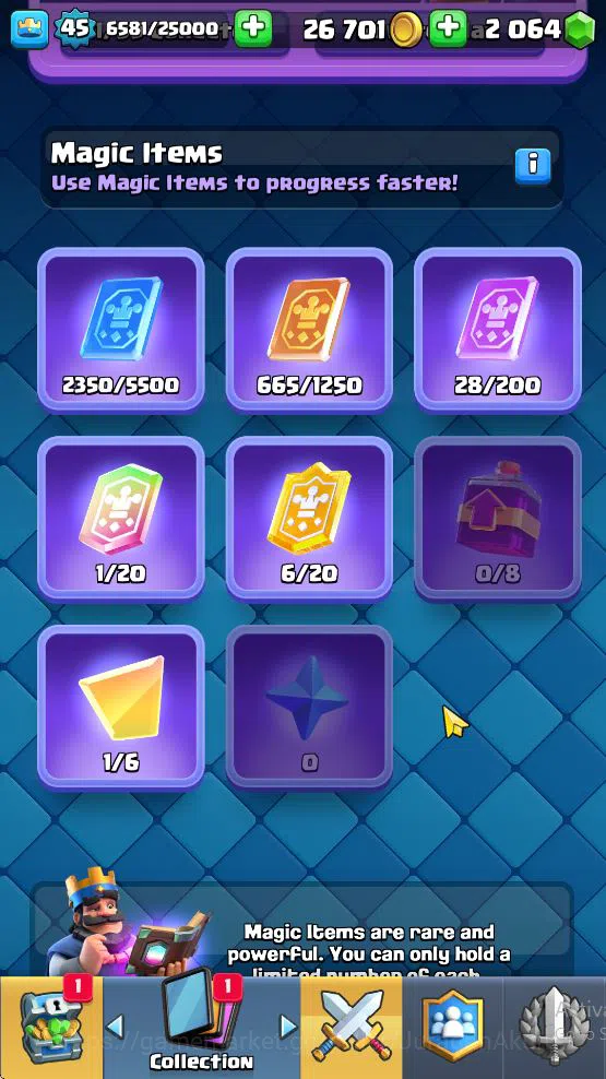 Clash Royale Accounts Midgame Lvl 45|Trophy 7644|KTL 14|Limited Skin|Card 119| 1 Hero 11 EVO 6 Champ 21 Legendary 33 Epic,30 10